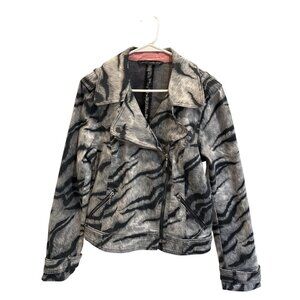 White House Black Market Animal Print Moto Jacket With Zipper Details NWT sz 14